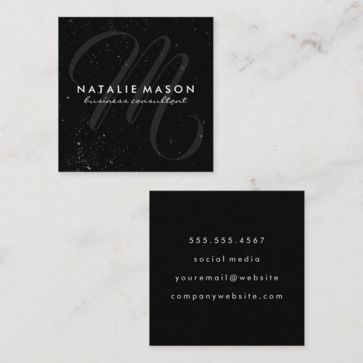 Skriptmonogramm mit Fußklammern Quadratische Visitenkarte (Vorne/Hinten)