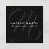 Skriptmonogramm mit Fußklammern Quadratische Visitenkarte (Vorderseite)