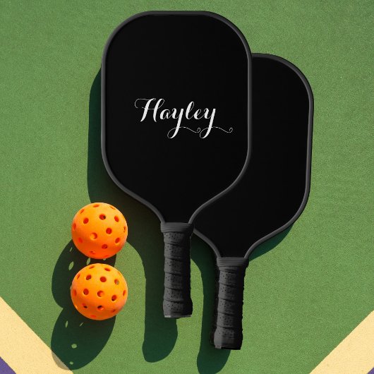 Skriptmonogramm schwarz pickleball schläger