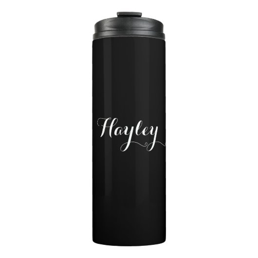 Skriptmonogramm schwarz thermosbecher (Vorderseite)