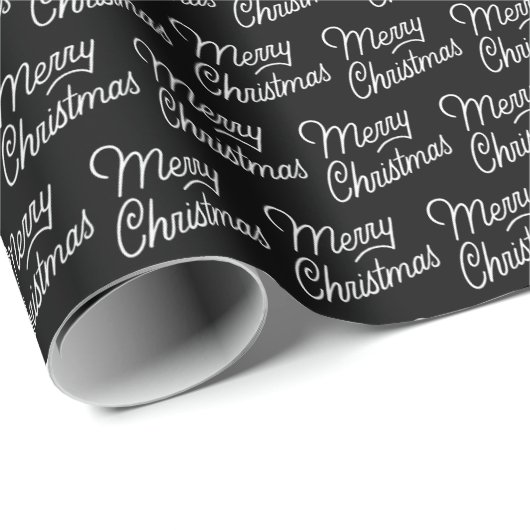 Skriptmuster Merry Christmas Wrapping Paper Geschenkpapier (Rolleneckpunkt)