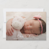 Skriptname 2 Foto Baby Girl Geburtsankündigung (Vorderseite)