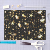 Skriptname (3) Tissue Paper Black & Gold Stars Seidenpapier (Handwerk)