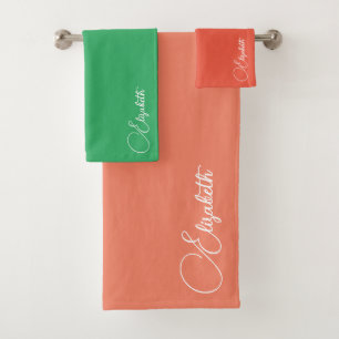 Skriptname Ändern Farben Lachs Orange Green Badhandtuch Set