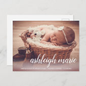Skriptname Baby Girl Foto Geburtsankündigung Po Postkarte (Vorne/Hinten)
