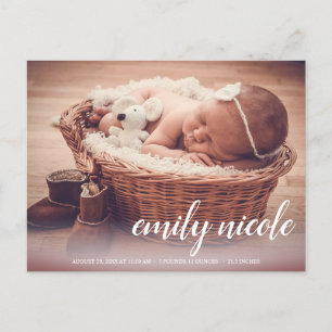 Skriptname Baby Girl Foto Geburtsankündigung Postkarte