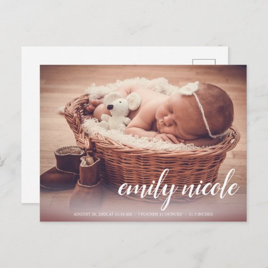 Skriptname Baby Girl Foto Geburtsankündigung Postkarte (Vorne/Hinten)
