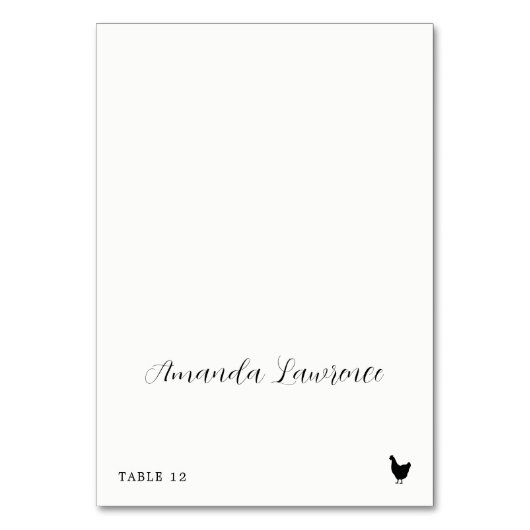 Skriptname Chicken Meal Option Platzkarte Tischnummer (Vorderseite)