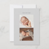 Skriptname drei Foto moderne Geburt Ankündigung (Rückseite)