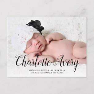 Skriptname Foto Geburtsankündigung Postkarte