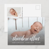 Skriptname Foto Overlay Birth Ankündigungspostkarte (Vorne/Hinten)