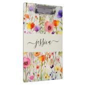 Skriptname für elegante Aquarellfarben-Wildblumen Klemmbrett (Rechts)