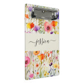 Skriptname für elegante Aquarellfarben-Wildblumen Mini Klemmbrett (Schrägansicht)