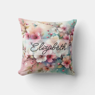 Skriptname für Vintage Aquarellfarbenpinke Blume Kissen