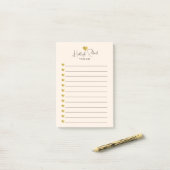 Skriptname Gold Herz Monogramm Pfirsich Post-it Klebezettel (Auf Schreibtisch)