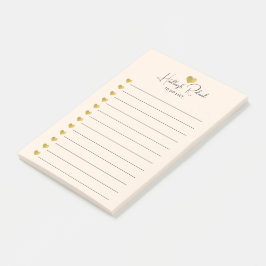 Skriptname Gold Herz Monogramm Pfirsich Post-it Klebezettel