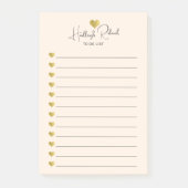 Skriptname Gold Herz Monogramm Pfirsich Post-it Klebezettel (Vorderseite)