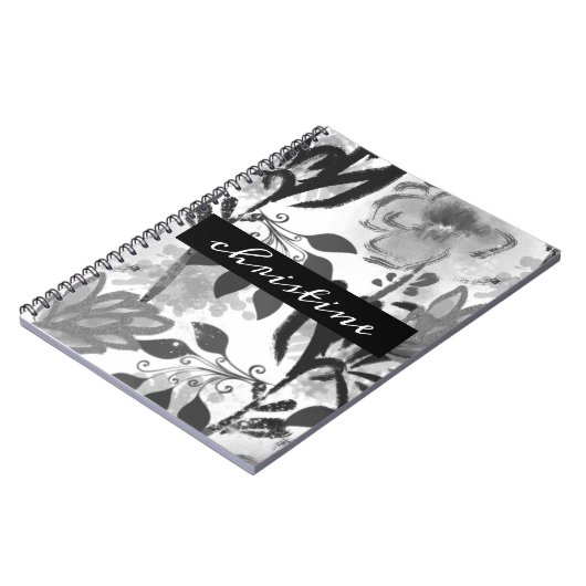 Skriptname hinzufügen | Schwarzes botanisches Must Notizblock (Linke Seite)