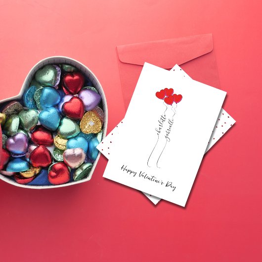 Skriptname mit Herzballon Valentinstag Feiertagskarte