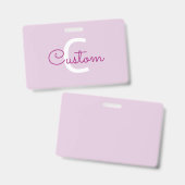 Skriptname & Monogramm | Magenta & Helllila Ausweis (Vorder- & Rückseite)