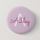 Skriptname & Monogramm | Magenta & Helllila Button (Vorderseite)