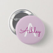 Skriptname & Monogramm | Magenta & Helllila Button (Vorne & Hinten)
