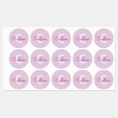 Skriptname & Monogramm | Magenta & Helllila Etiketten (Blatt)