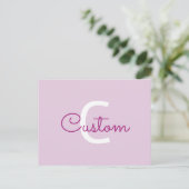 Skriptname & Monogramm | Magenta & Helllila Feiertagspostkarte (Stehend Vorderseite)