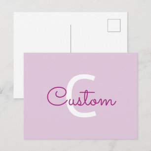 Skriptname & Monogramm Magenta & Helllila Feiertagspostkarte