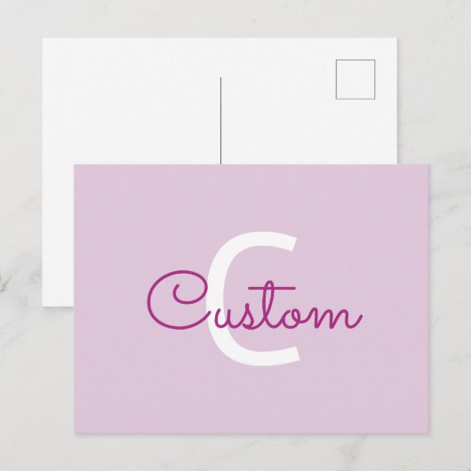 Skriptname & Monogramm | Magenta & Helllila Feiertagspostkarte (Vorne/Hinten)