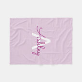 Skriptname & Monogramm | Magenta & Helllila Fleecedecke (Vorderseite (Horizontal))