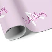 Skriptname & Monogramm | Magenta & Helllila Geschenkpapier (Rolleneckpunkt)