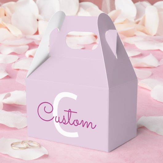 Skriptname & Monogramm | Magenta & Helllila Geschenkschachtel (Hochzeit)