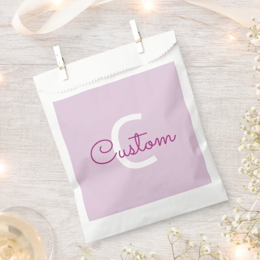 Skriptname & Monogramm | Magenta & Helllila Geschenktütchen (Ausgeschnitten)