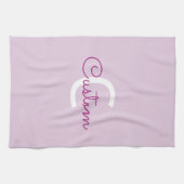Skriptname & Monogramm | Magenta & Helllila Geschirrtuch (Horizontal)