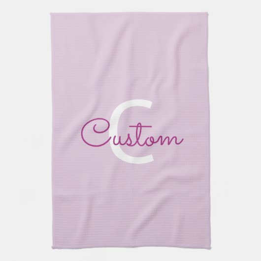 Skriptname & Monogramm | Magenta & Helllila Geschirrtuch (Vertikal)