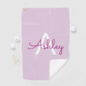Skriptname & Monogramm | Magenta & Helllila Golfhandtuch (Insitu)