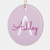 Skriptname & Monogramm | Magenta & Helllila Keramik Ornament (Links)