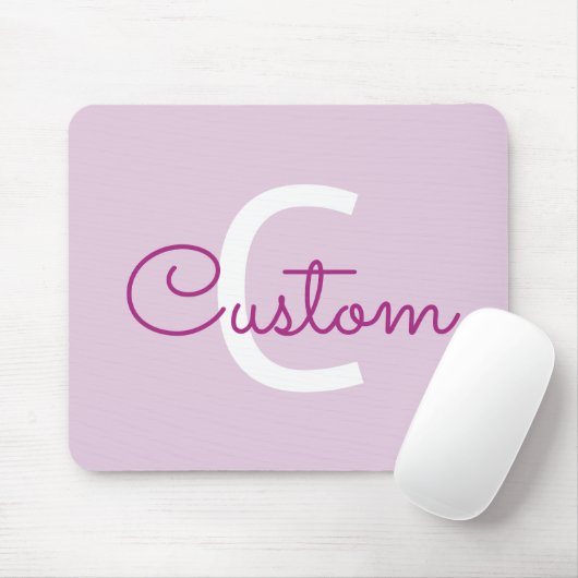 Skriptname & Monogramm | Magenta & Helllila Mousepad (Mit Mouse)