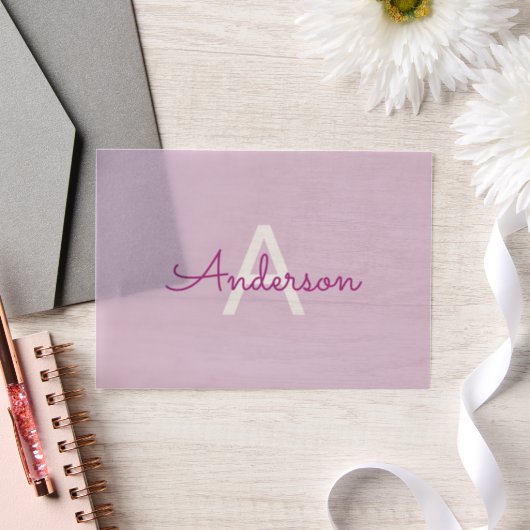 Skriptname & Monogramm | Magenta & Helllila Pergament Einladungen (Hochzeit)