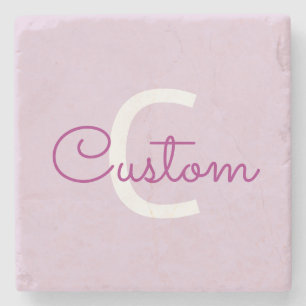 Skriptname & Monogramm Magenta & Helllila Steinuntersetzer