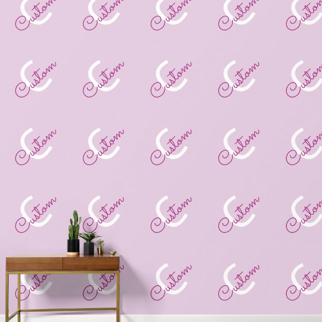 Skriptname & Monogramm | Magenta & Helllila Tapete (Korridor)