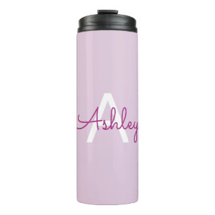 Skriptname & Monogramm Magenta & Helllila Thermosbecher