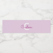 Skriptname & Monogramm | Magenta & Helllila Wasserflaschenetikett (Einzelnes Label)