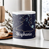 Skriptname niedliche Kabinennavy Goldbaum weiße Pu Jumbo-Tasse