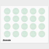 Skriptname Personalisiert Mint Green Elegant Runder Aufkleber (Blatt)