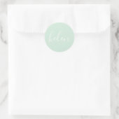 Skriptname Personalisiert Mint Green Elegant Runder Aufkleber (Tasche)