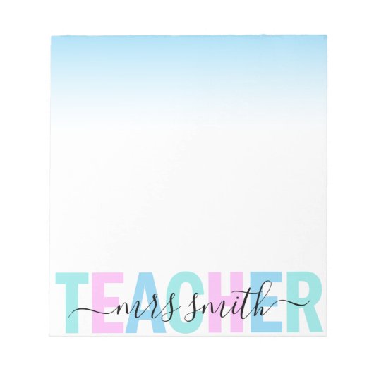 Skriptname Pink Lila Aqua Ombre Farben Notizblock (Vorderseite)