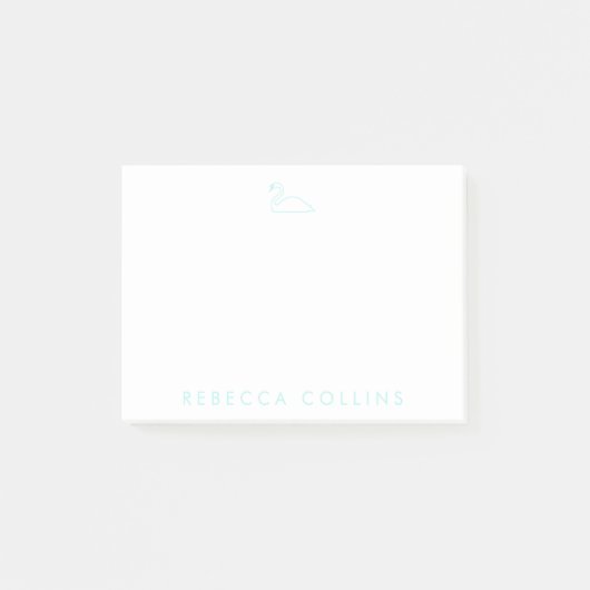Skriptname, Swan, Light Aquamarin Post-it Klebezettel (Vorderseite)