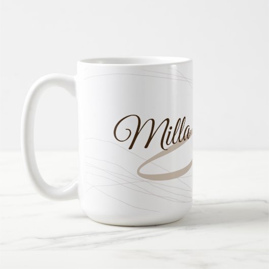 Skriptname und Anfangsbezeichnung (Monogramm) weiß Kaffeetasse (Links)